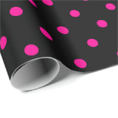 ホットピンク水玉模様オンブラックラージ宇宙 ラッピングペーパー (ロールコーナー)