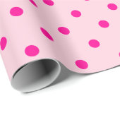 ホットピンク水玉模様オンライトピンクラージ宇宙 ラッピングペーパー (ロールコーナー)