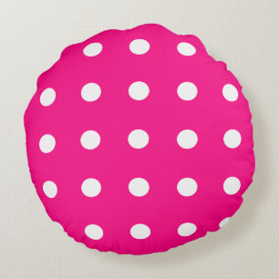 ホットピンク水玉模様パターン ラウンドクッション