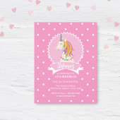 ホットピンク水玉模様マジカルユニコーンガール誕生日 招待状