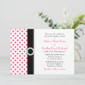 ホットピンク水玉模様結婚式招待状 招待状 (スタンド正面)