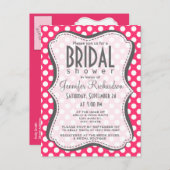 ホットピンク水玉模様 インビテーションポストカード (正面/裏面)