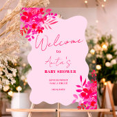 ホットピンク波赤ピンクの赤いフローラの赤いシャワーへようこそ アクリルサイン