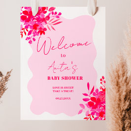 ホットピンク波赤ピンクの赤いフローラの赤いシャワーへようこそ ポスター