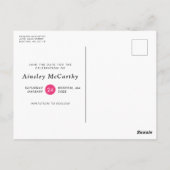 ホットピンク渦巻形のSweet sixteen保存日 ポストカード (裏面)