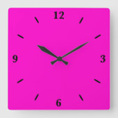 ホットピンク無地の色 スクエア壁時計 (正面)