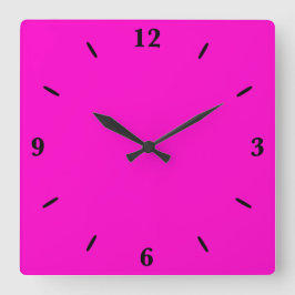 ホットピンク無地の色 スクエア壁時計