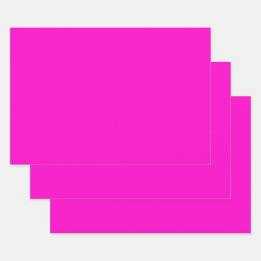 ホットピンク無地の色 ラッピングペーパーシート (セット)