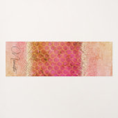 ホットピンク焦げ琥珀マーメイドはかりで測グリッター ヨガマット (裏面(横))