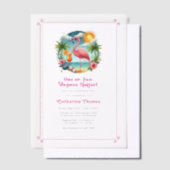 ホットピンク熱帯フラミンゴ卒業パーティー ベラム紙招待状 (オフセット)