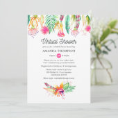 ホットピンク熱帯夏のバーチャルブライダルシャワー 招待状 (スタンド正面)