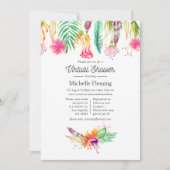 ホットピンク熱帯夏のバーチャルベビーシャワー 招待状 (正面)