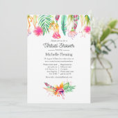 ホットピンク熱帯夏のバーチャルベビーシャワー 招待状 (スタンド正面)