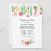 ホットピンク熱帯夏ブライダルシャワーバイメール 招待状 (正面)