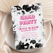 ホットピンク牛プリントシック素朴卒業式パーティー 招待状