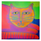 ホットピンク猫抽象芸術デジ絵画タル タイル (正面)