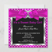 ホットピンク甘い赤ちゃんシャワーガールアフリカンアメリカン 招待状 (裏面)