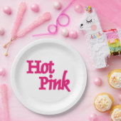ホットピンク白の大きな紙プレート ペーパープレート (パーティー)