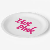 ホットピンク白の大きな紙プレート ペーパープレート (アングル)