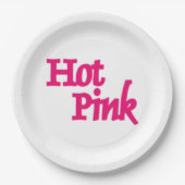 ホットピンク白の大きな紙プレート ペーパープレート (正面)