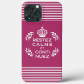 ホットピンク白フランスのKeep Calm and Carry On Case-Mate iPhoneケース (裏面)