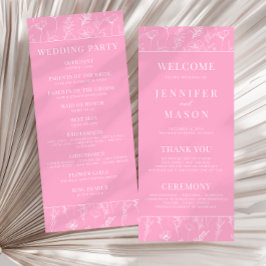 ホットピンク白ワイルドフラワー開花結婚式プログラム