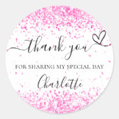 ホットピンク白紙吹雪感謝していユー ラウンドシール (正面)