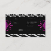 ホットピンク白黒シルバエレガントゼブラストライプ 名刺 (裏面)