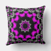ホットピンク白黒スターのグラフィックパターン枕 クッション (裏面)
