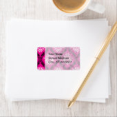 ホットピンク白黒華美ダマスク ラベル (インサイチュ)