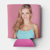 ホットピンク白21歳の誕生日の名写真 缶クーラー (裏面)