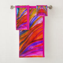 ホットピンク砂漠インスピレーション風呂タオルのセット