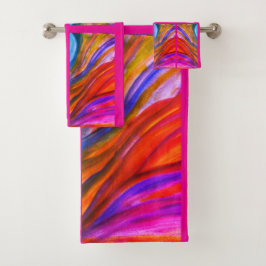 ホットピンク砂漠インスピレーション風呂タオルのセット バスタオルセット