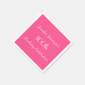 ホットピンク紙ナプキンス100th誕生日パーティー スタンダードカクテルナプキン (角)