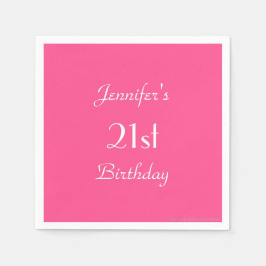 ホットピンク紙ナプキンス21歳の誕生日パーティー スタンダードカクテルナプキン (正面)