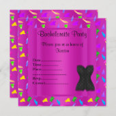 ホットピンク紙吹雪バチェロレッテ招待状 招待状 (正面/裏面)