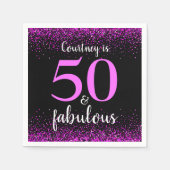 ホットピンク紙吹雪ブラックカスタム50と素晴らしい スタンダードカクテルナプキン (正面)