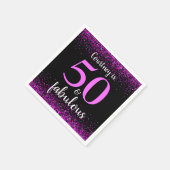 ホットピンク紙吹雪ブラックカスタム50と素晴らしい スタンダードカクテルナプキン (角)