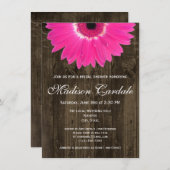 ホットピンク素朴デイジーブライダルシャワー招待 招待状 (正面/裏面)