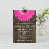 ホットピンク素朴デイジーブライダルシャワー招待 招待状 (スタンド正面)