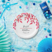 ホットピンク結婚の葉 ペーパープレート (パーティー)