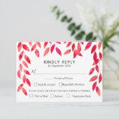 ホットピンク結婚の葉 出欠カード (スタンド正面)