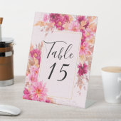ホットピンク結婚キクのテーブル番号Pedest 台座サイン (インサイチュ)