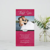 ホットピンク結婚ダイヤモンドの感謝していユーフォトカード サンキューカード (スタンド正面)