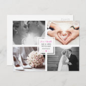ホットピンク結婚ハートのフォトコラージュラブ&感謝してい ポストカード (正面/裏面)