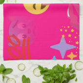 ホットピンク絵文字 キッチンタオル (折り畳み)