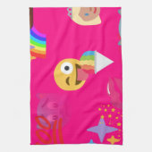 ホットピンク絵文字 キッチンタオル (縦)