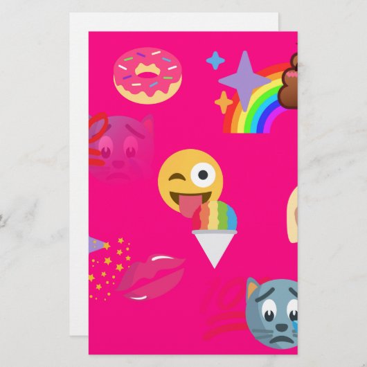 ホットピンク絵文字 便箋 (正面/裏面)