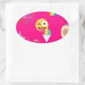 ホットピンク絵文字 楕円形シール (バッグ)