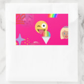 ホットピンク絵文字 長方形シール (バッグ)
